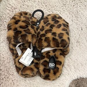 BP Fuzzy Leopard Slippers